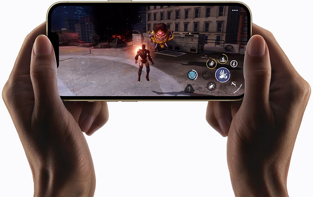 Apple iPhone 13 pro ekran procesor bateria wydajność pamięć ram pojemność rozdzielczość aparat obiektyw funkcje cechy muzyka ochrona obudowa odporny 