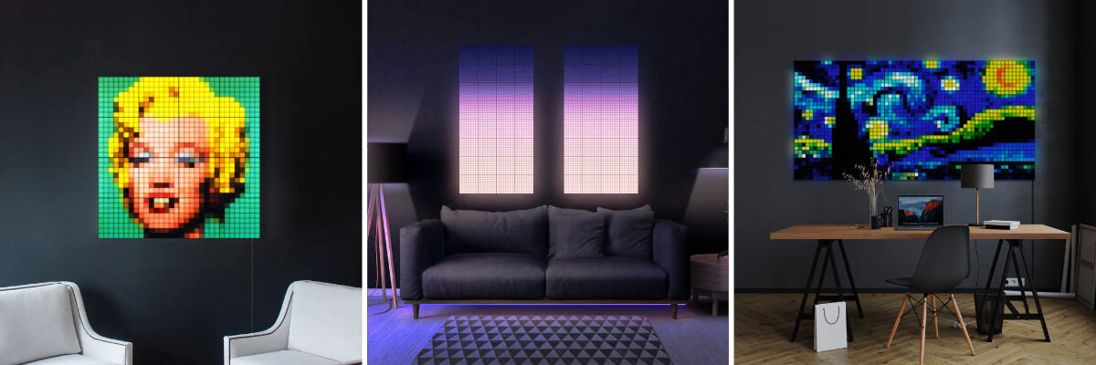 Panel świetlny LED TWINKLY Squares TWQ064STW-07-BEU Wi-fi 8-bitowe grafiki gify razem chroma rgb omen light studio