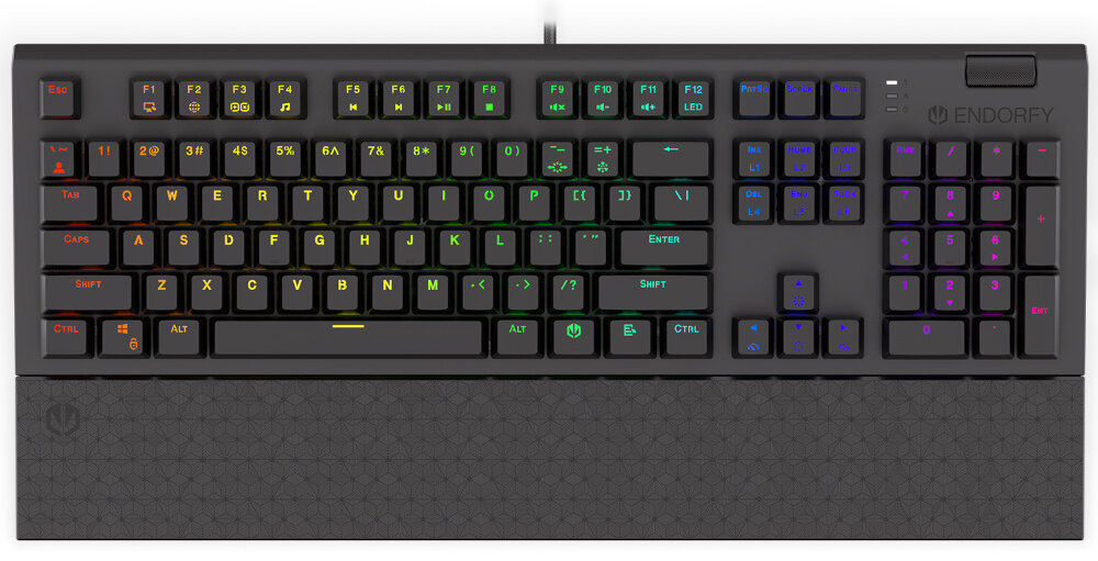 Klawiatura ENDORFY Omnis Kailh RGB magnetyczne oparcie dla nadgarstków solidność wytrzymałość podpórka nadgarstki