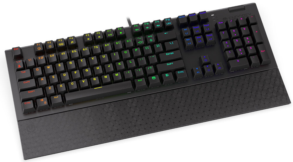 Klawiatura ENDORFY Omnis Kailh RGB precyzyjna regulacja dźwięku dwustopniowe nóżki aluminiowy top wymiary