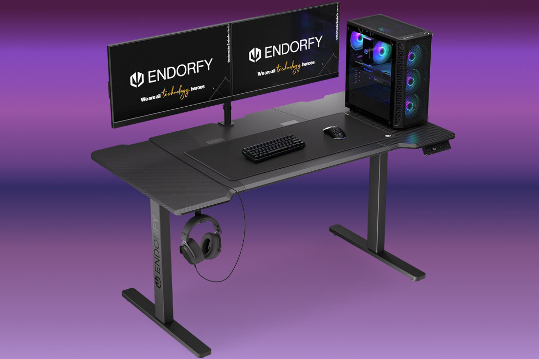 Biurko ENDORFY Atlas L powierzchnia blat regulacja design konstrukcja wzmocnienie wytrzymałość kable dopasowanie