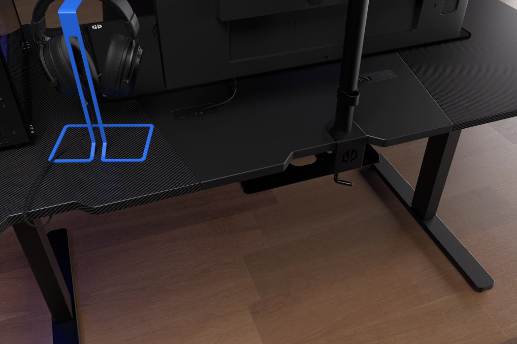 Biurko ENDORFY Atlas L powierzchnia blat regulacja design konstrukcja wzmocnienie wytrzymałość kable dopasowanie