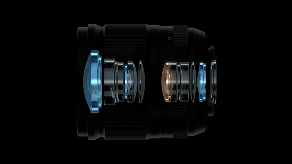 Obiektyw FUJINON XF 18mm f-1.4 ogniskowa przysłona ostrość pierścienie optyka soczewki powłoki montaż bagnet światło jasność zoom filtry waga