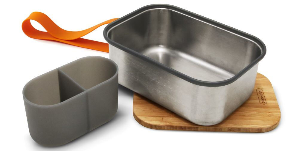 Lunch box BLACK+BLUM BAM-SB-L003 Pomarańczowy pokrywka elastyczna opaska silikonowa przegroda dokumentacja