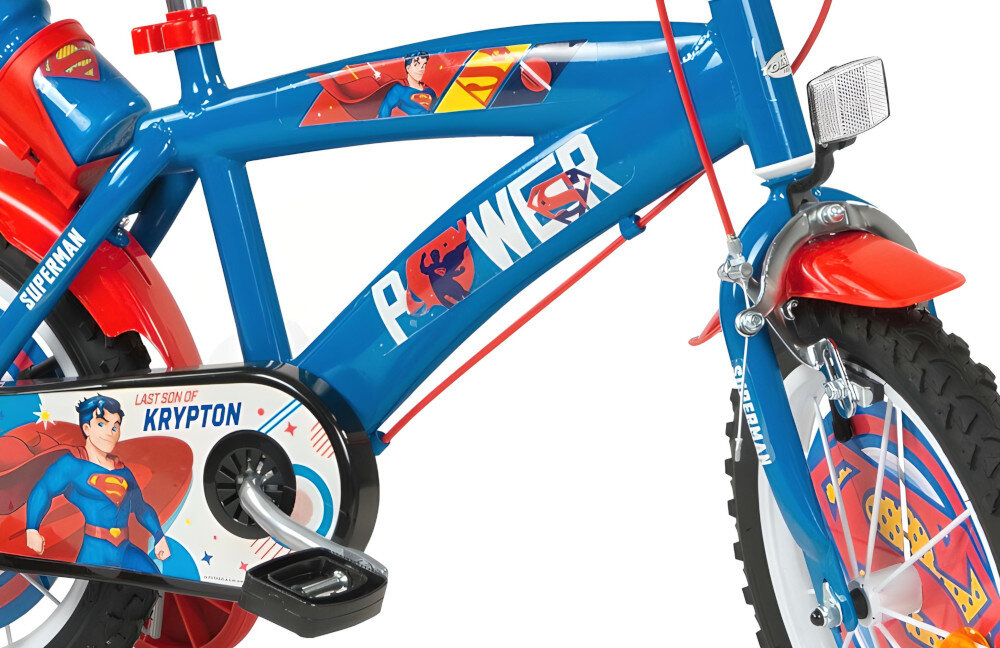 Rower dziecięcy TOIMSA Superman 14 cali dla chłopca rama stalowa 10-calowa dostosowana do najmłodszych geometria roweru