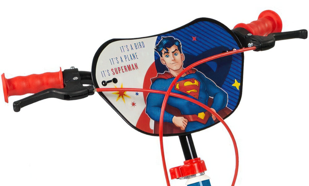 Rower dziecięcy TOIMSA Superman 14 cali  dla chłopca ukryty kierownicy pokryte antypoślizgowym materiałem kolorowa plakietka na kierownicy z postaciami Supermana