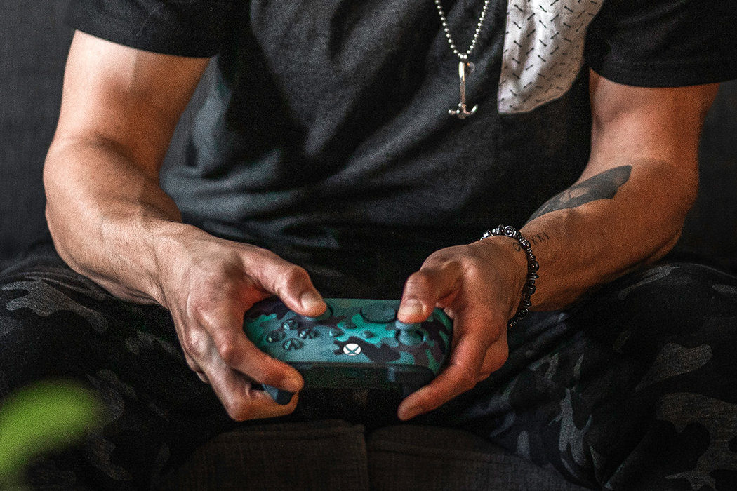 Kontroler MICROSOFT XBOX Series X Niebieski Camo baterie USB-C hybrydowy kierunkowy tekstura połączenie