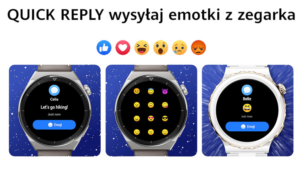 SMARTWATCH HUAWEI szybkie reakcje quick reply messenger whatsapp wiadomości 