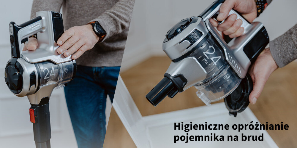 Odkurzacz SHARP SA-VP3501BS higiena pojemnik kurz brud opróżnianie komfort czas oszczędność