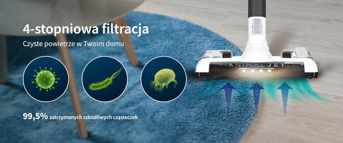 Odkurzacz SHARP SA-VP4000WS Zmywalny filtr EPA E12