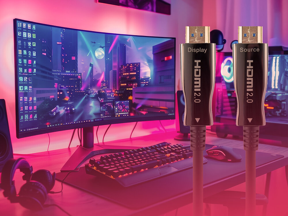 Kabel optyczny HDMI - HDMI CABLEXPERT 50 m - Niezawodność dźwięku i obrazu