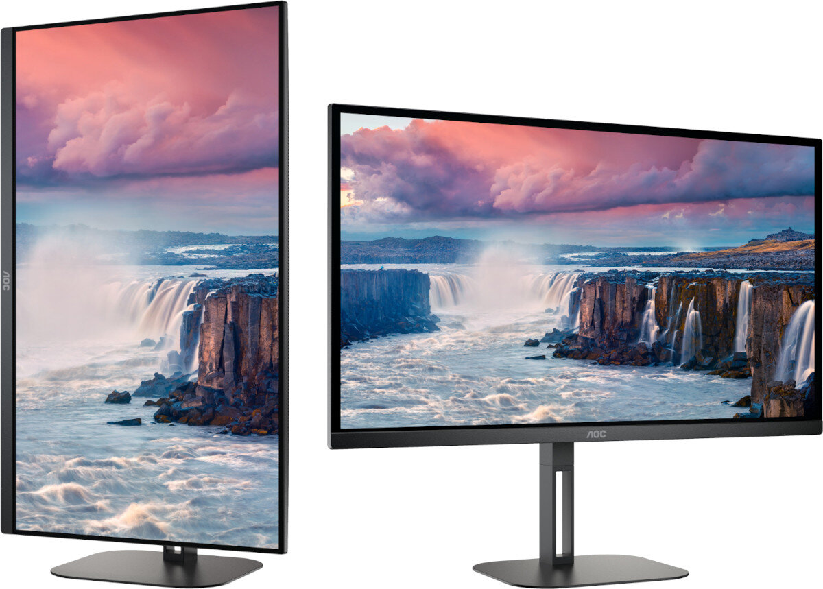 Monitor AOC Q27V5N uchwyt funkcje Pivot regulacja