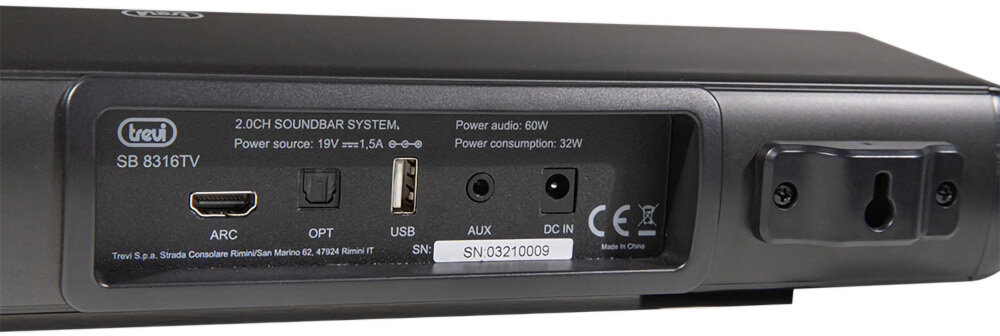 Soundbar TREVI SB8316 - zasilanie