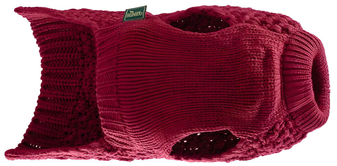 Sweterek dla psa HUNTER Malmo 62886 XL Bordowy Optymalne dopasowanie delikatnie przylega do ciała Elastyczny ściągacz na karku Długość grzbietu obwód szyi zakres obwód klatki piersiowej wygodny i funkcjonalny