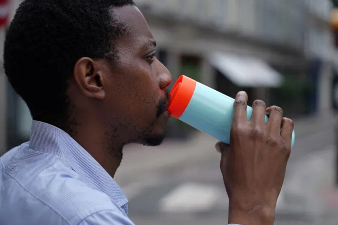 Kubek termiczny LUND LONDON 7398 Skittle Travel Biało-różowy izolowania konstrukcja ciepło zimno