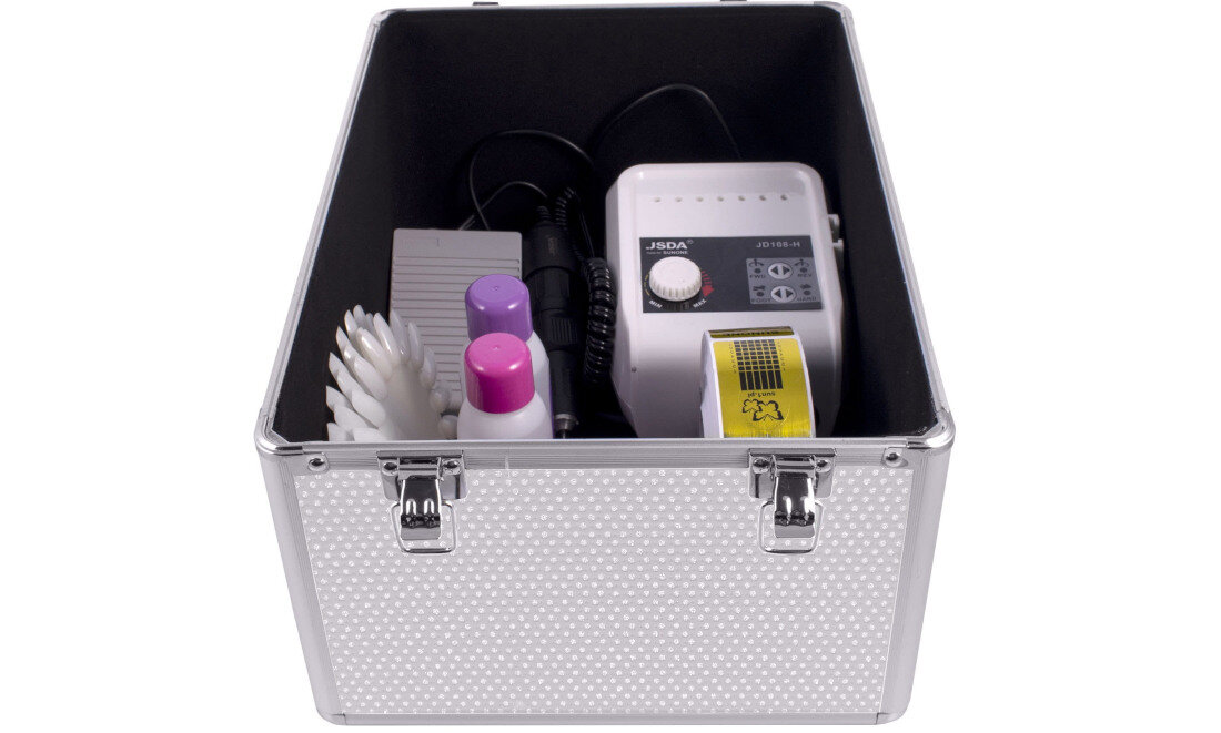 Kuferek kosmetyczny SUNONE XL 14921 Srebrny zamszowy material wykonanie