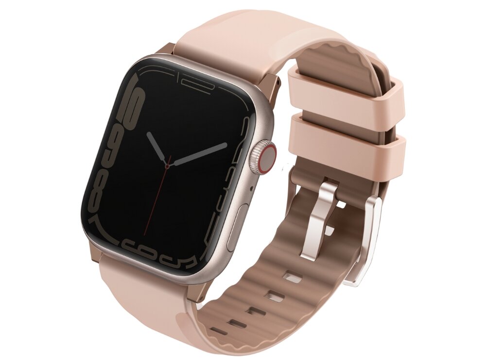 Pasek UNIQ Linus Airosoft Silicone
            zapięty pasek z widoczną wewnętrzną stroną airosoft silikon konstrukcja lekkość dopasowanie