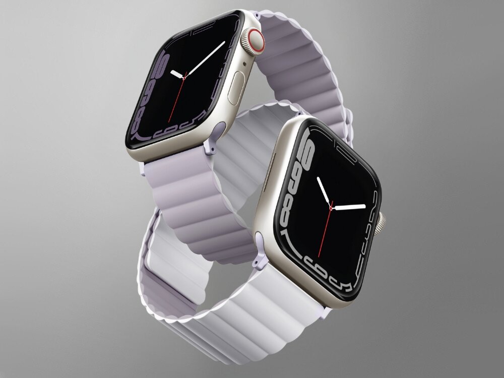Pasek UNIQ Revix do Apple Watch 4/5/6/7/8/SE/SE 2022 (38/40/41 mm) Jasnoliliowy, Zmieniaj styl, jak chcesz, Przeplatane przez paski 2 zegarki