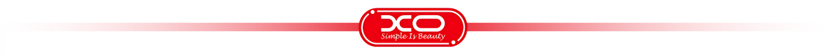 Logo XO w kolorze czerwonym z napisem \'Simple is Beauty\'.