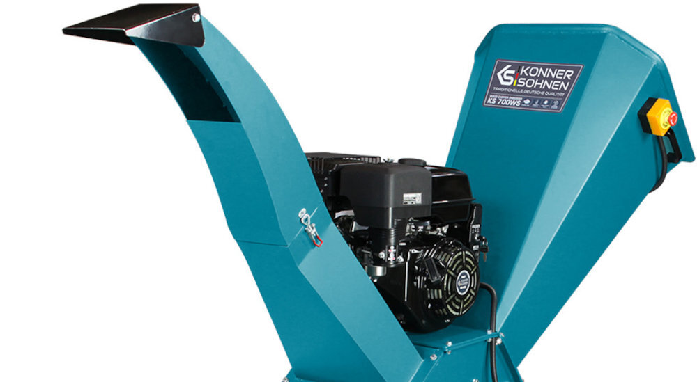 Rozdrabniacz do gałęzi KONNER & SOHNEN KS 700WS spalinowy bezpieczeństwo praca przycisk awaria