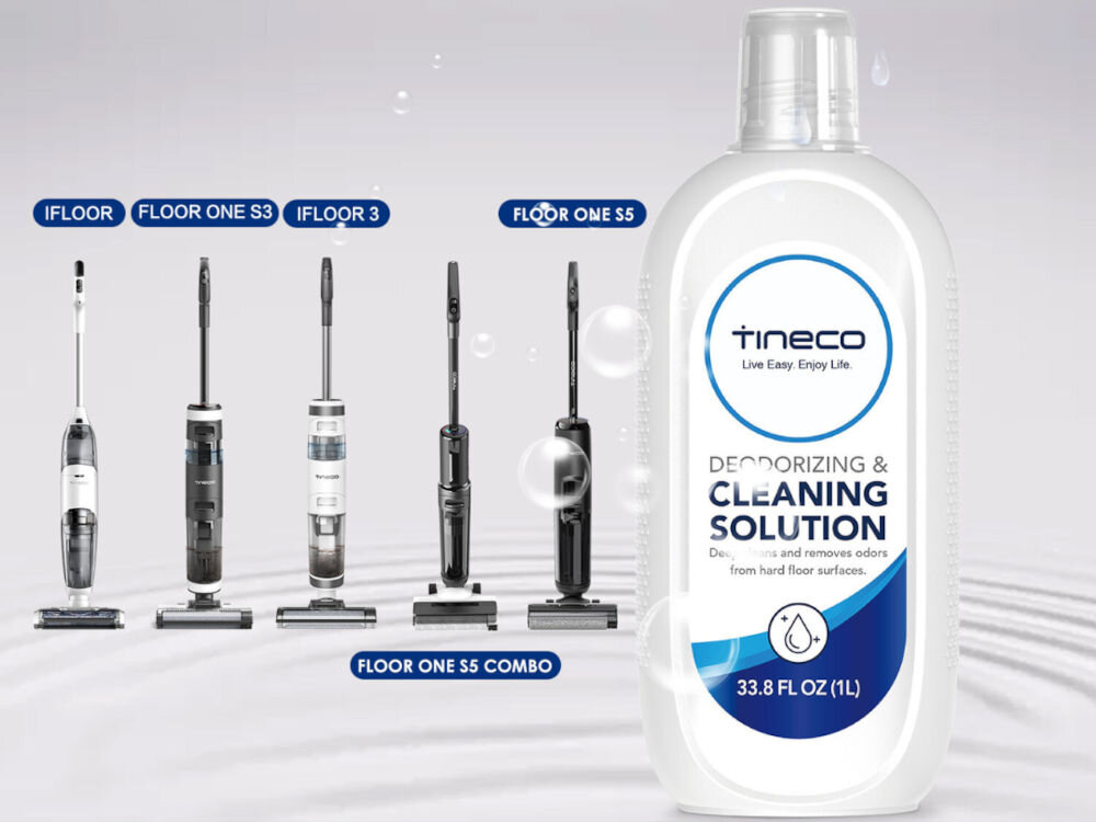 Płyn do odkurzaczy piorących TINECO Floor One S7/S6/S5/S3/iFloor/2/3 do drewna, podłogi laminowane, winyl 1 L roztwór do czyszczenia odkurzacze myjące bezprzewodowe FLOOR ONE i iFloor skoncentrowana formuła