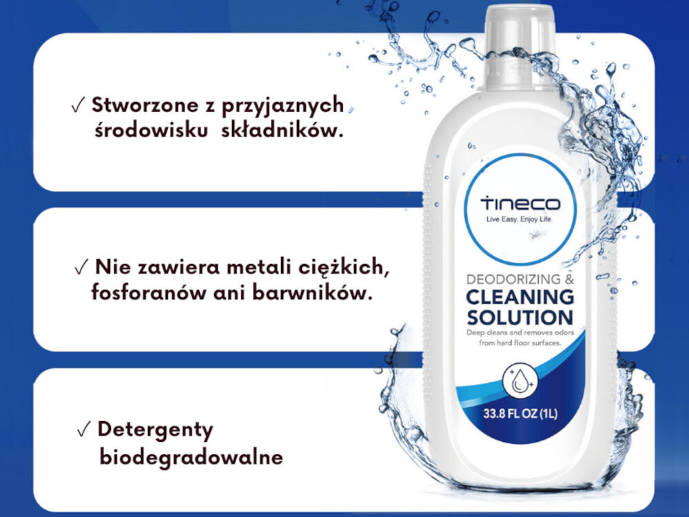 Płyn do odkurzaczy piorących TINECO Floor One S7/S6/S5/S3/iFloor/2/3 do drewna, podłogi laminowane, winyl 1 L roztwór do czyszczenia usuwa trudne plamy brud tłuszcz osad intensywne czyszczenie