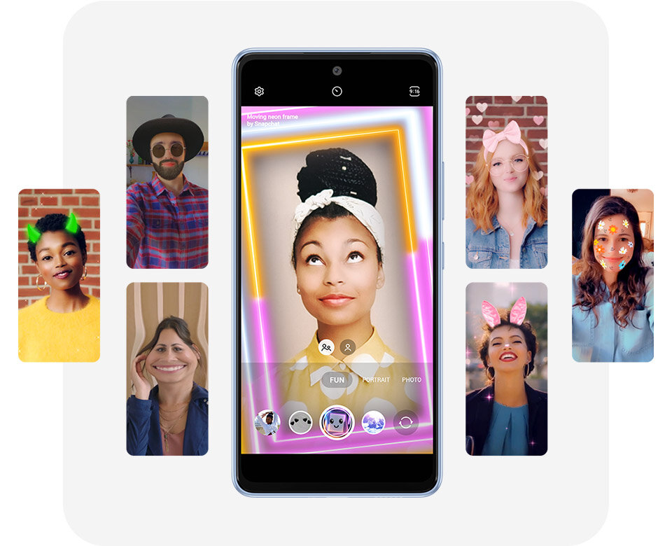 wypróbuj efekty w trybie rozrywka dostępne w Galaxy A53 5g