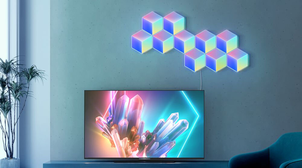 Panel świetlny GOVEE H6066 Glide Hexa Pro Wi-Fi + Bluetooth panele na ścianie nad telewizorem Modułowe panele LED do samodzielnego tworzenia dekoracji świetlnych na ścianie