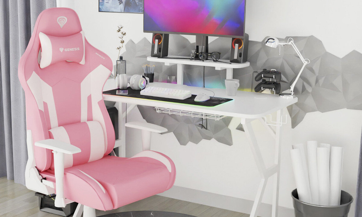 Fotel GENESIS Nitro 710 Rozowo-bialy najwyzszy poziom komfortu