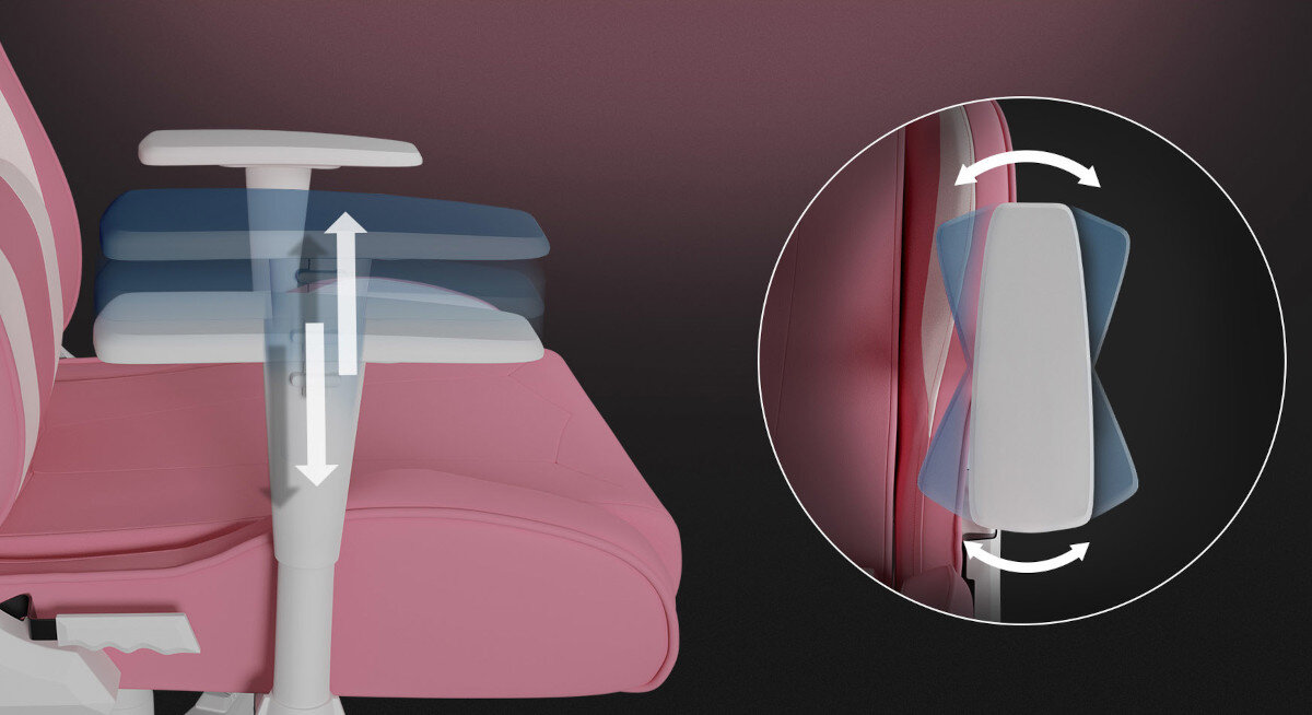 Fotel GENESIS Nitro 710 Rozowo-bialy regulowane podlokietniki