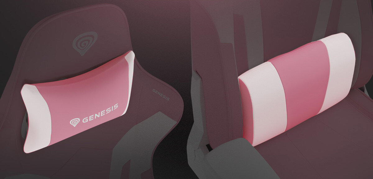 Fotel GENESIS Nitro 710 Rozowo-bialy poduszka pod ledzwie i szyje