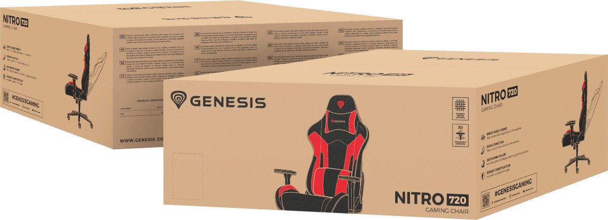 Fotel GENESIS Nitro 720 Czarno-czerwony opakowanie