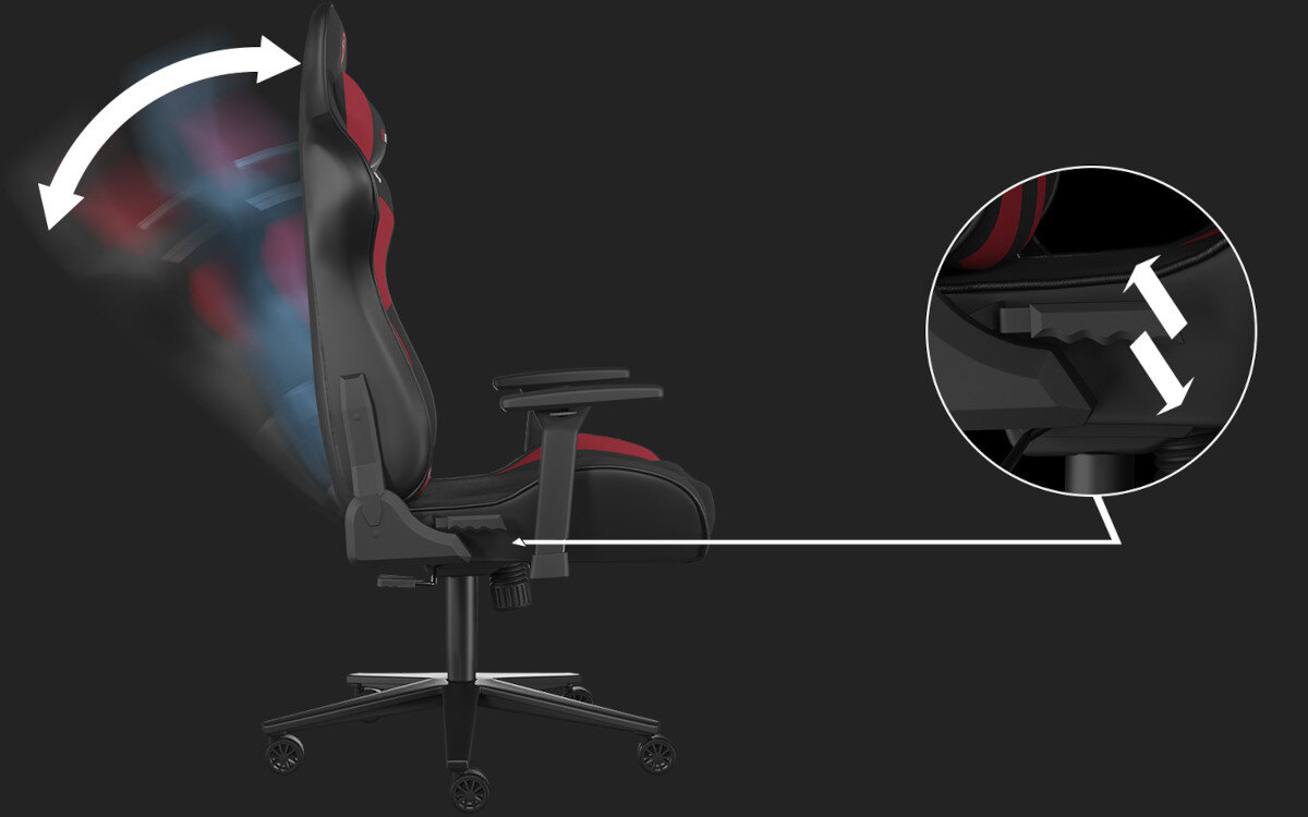 Fotel GENESIS Nitro 720 Czarno-czerwony funkcja bujania