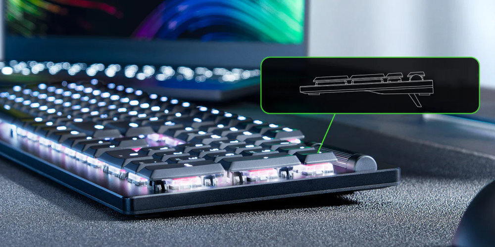 Klawiatura RAZER DeathStalker V2 smukła i cienka niskoprofilowymi przełącznikami 2,8 mm 70 milionów naciśnięć