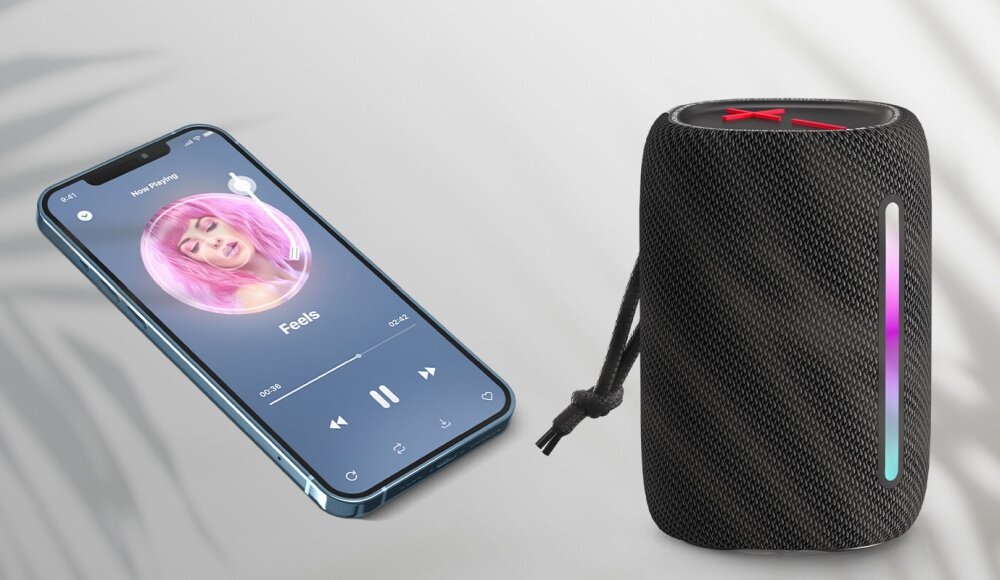 Głośnik mobilny FOREVER BS-10 Led dźwięk domowy głośnik podświetlenie RGB kompaktowy efekt stereo bezprzewodowy wodoszczelność odporność łączność