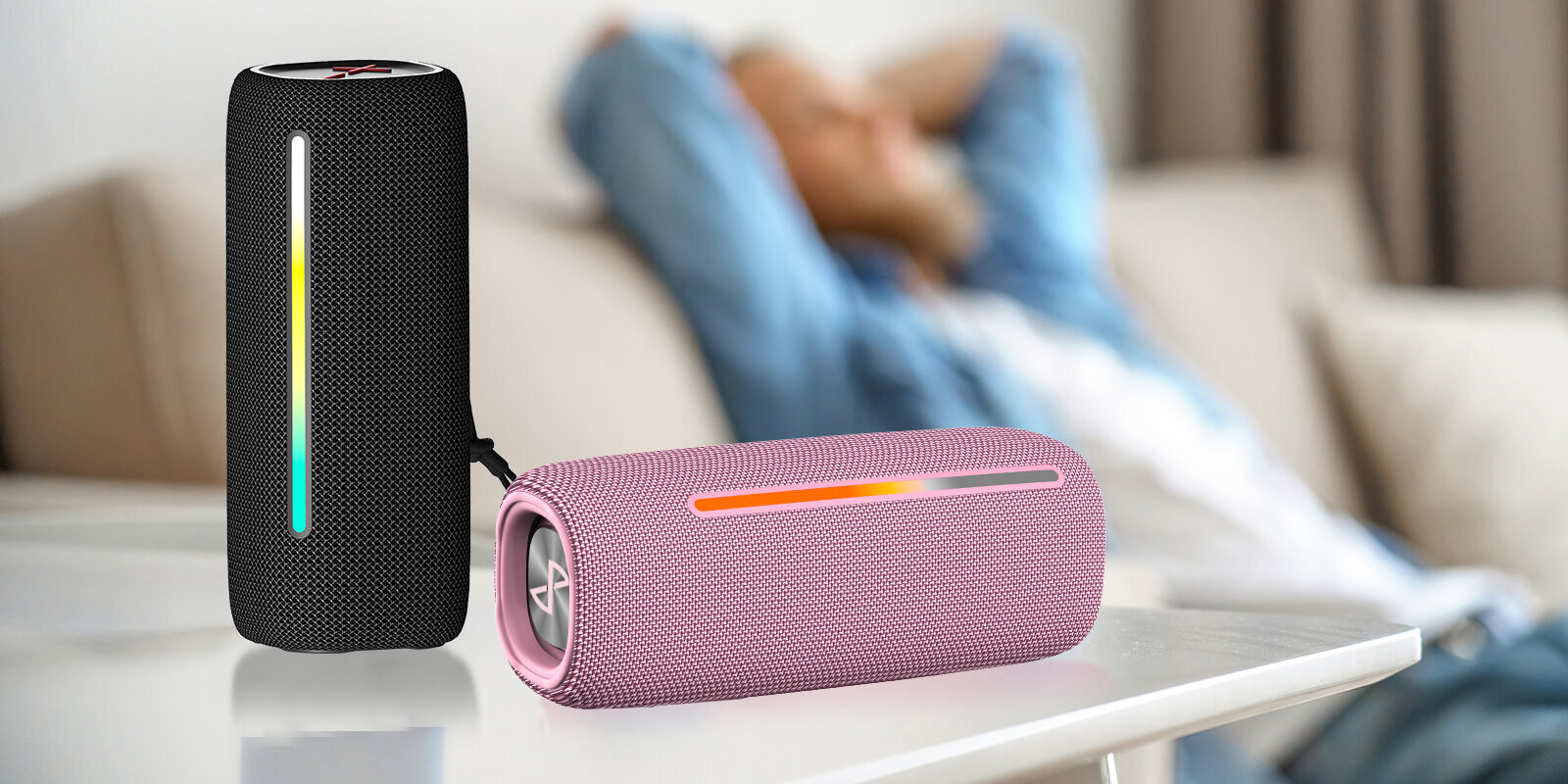 Głośnik mobilny FOREVER BS-20 dźwięk domowy głośnik podświetlenie RGB kompaktowy efekt stereo bezprzewodowy wodoszczelność odporność łączność
