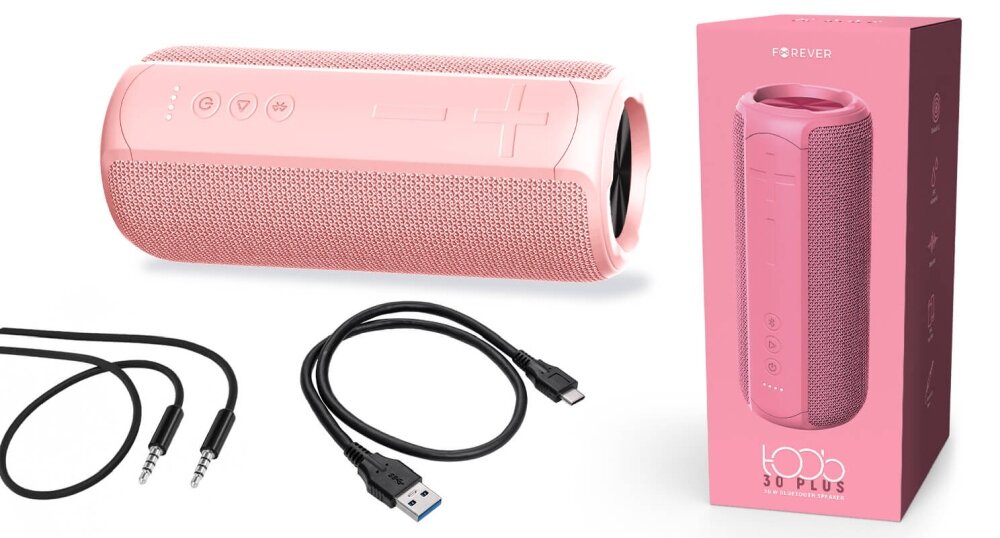 Głośnik mobilny FOREVER <span>Toob 30 Plus</span> BS-960 dźwięk domowy głośnik podświetlenie RGB kompaktowy efekt stereo bezprzewodowy wodoszczelność odporność łączność