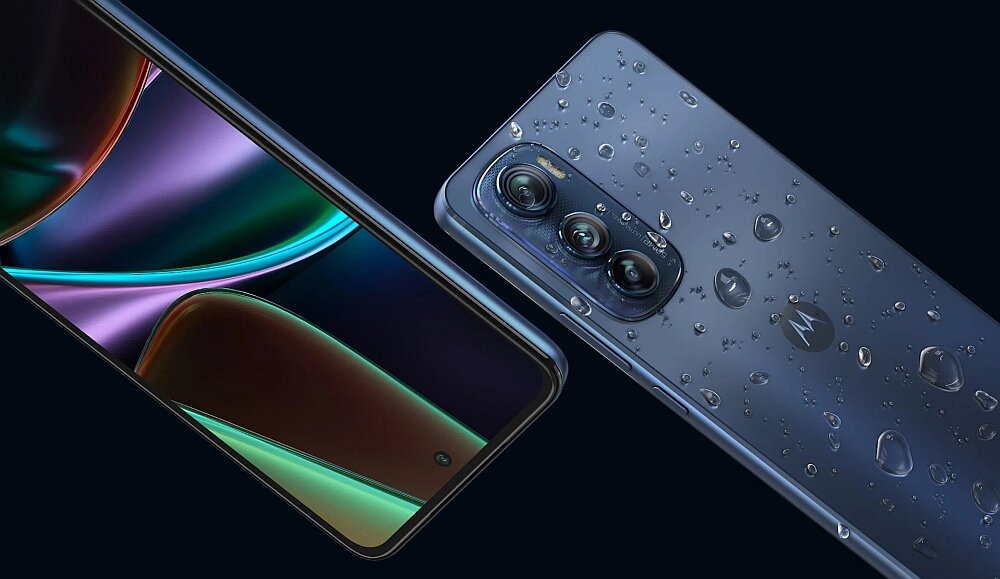 Smartfon MOTOROLA Edge 30  ekran bateria aparat procesor ram pamięć pojemność rozdzielczość zdjęcia filmy opis dane cechy blokady system łączność wifi bluetooth obudowa szkło odporność porty muzyka transfer sieć przekątna matryca waga czujniki