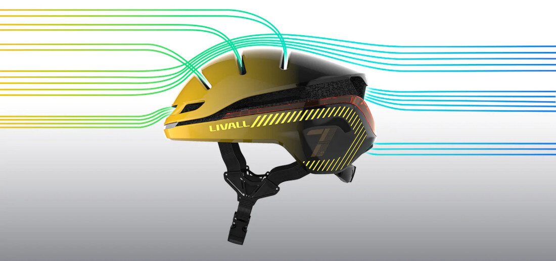 Kask rowerowy LIVALL EV021 Czarny Miejski z lampką (rozmiar L) Komfort i lekka konstrukcja Waga około 380 g wygoda komfort wentylacja 