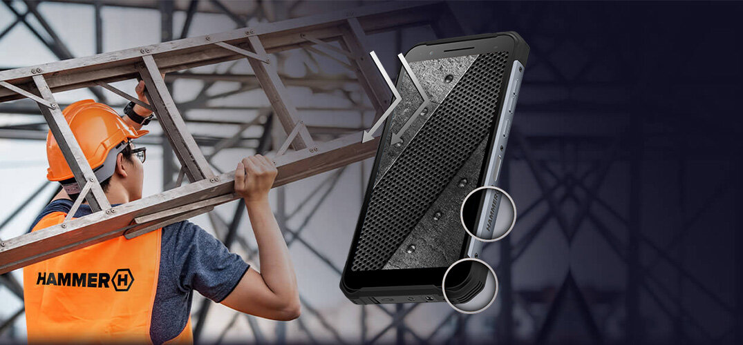 Smartfon MYPHONE Hammer Construction ekran bateria aparat procesor ram pamięć pojemność rozdzielczość zdjęcia filmy opis dane cechy blokady system łączność wifi bluetooth obudowa szkło odporność porty muzyka transfer sieć przekątna matryca waga czujniki