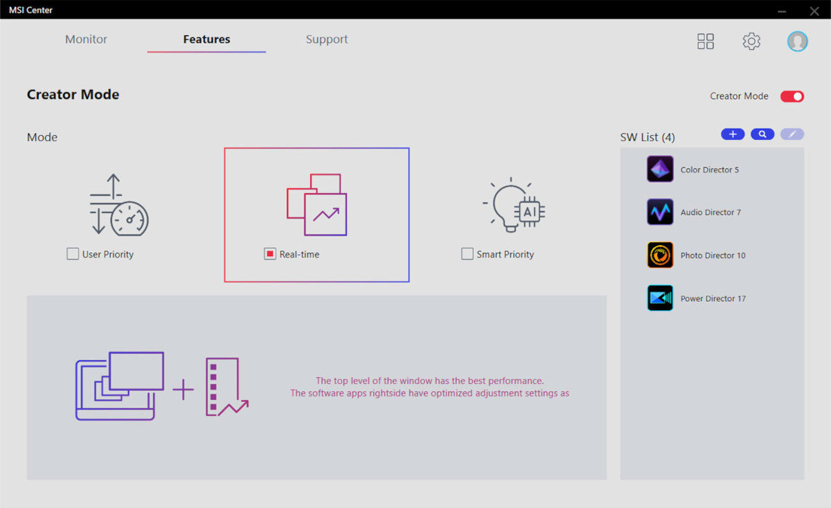 Komputer MSI Pro DP20ZA 5M aplikacja MSI center