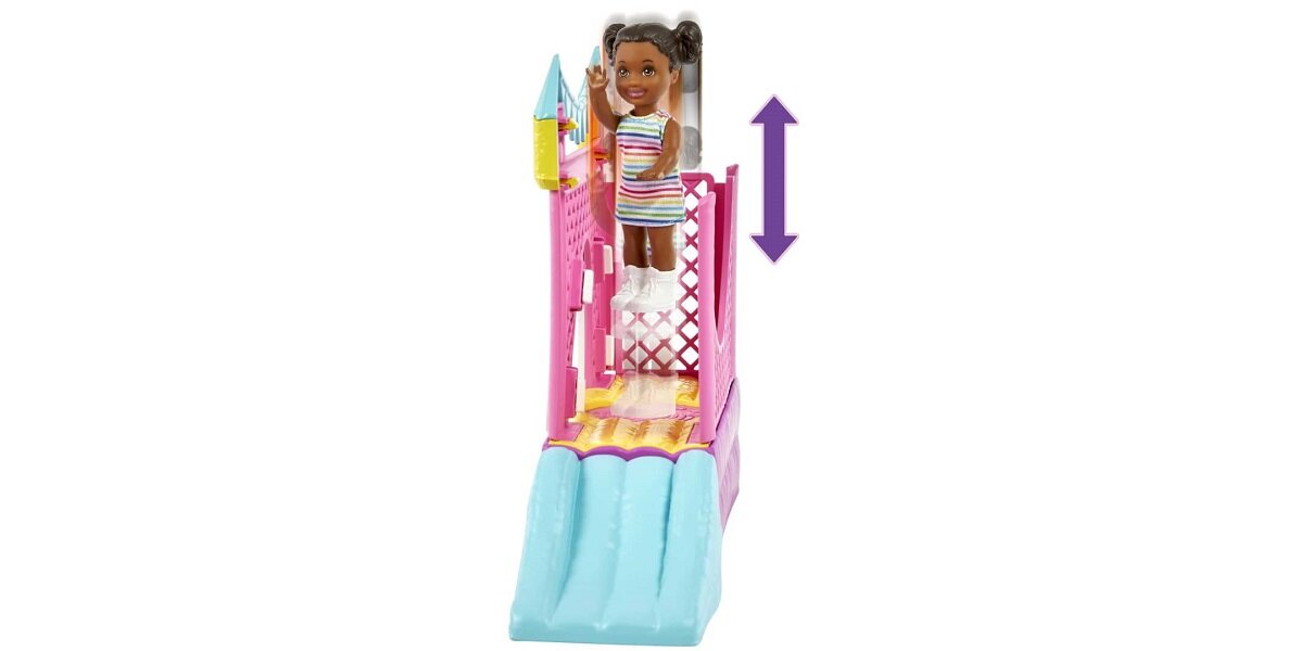 Lalka Barbie Skipper Opiekunka Dmuchany zamek HHB67 