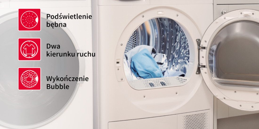 Suszarka SHARP KD-NHH7S8GW3-PL beben z podswietleniem beben BubbleDrum