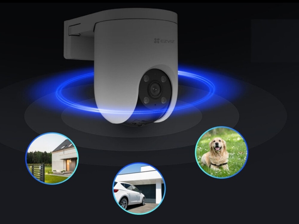 Kamera EZVIZ H8C - Dostęp do kluczowych miejsc, kamerta pod skosem, kadry z różnych sytuacji nagrywania