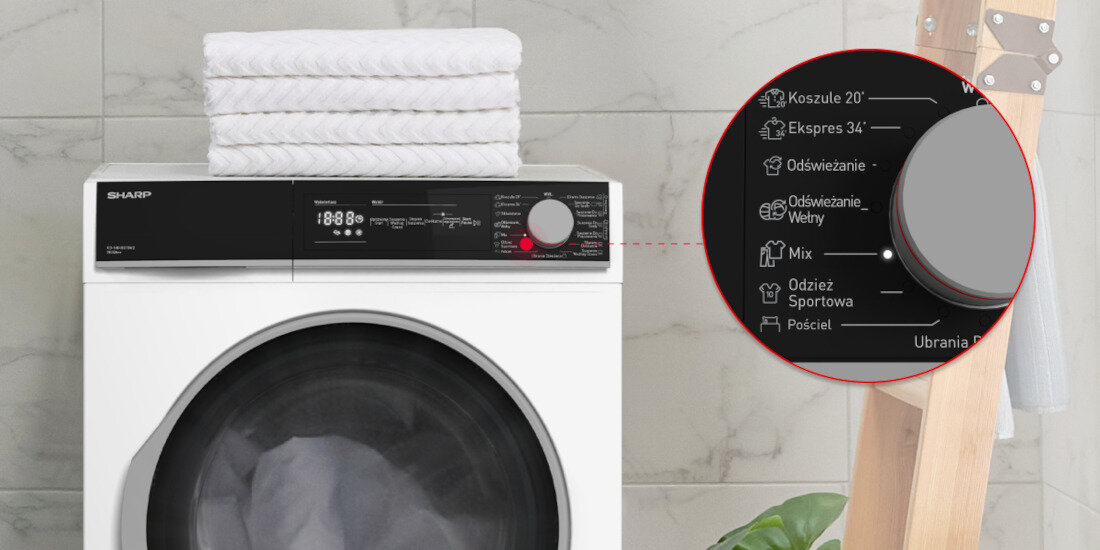 Suszarka SHARP KD-NHH9S8GW3-PL latwa obsluga wyswietlacz LED programator Jog Dial