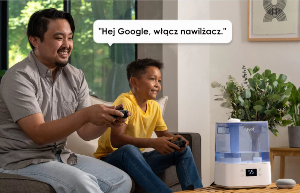 Nawilzacz ultradzwiekowy LEVOIT Classic 300S Bialo-niebieski sterowanie glosem aplikacja mozliwosci zalety atuty smartfon komendy glosowe