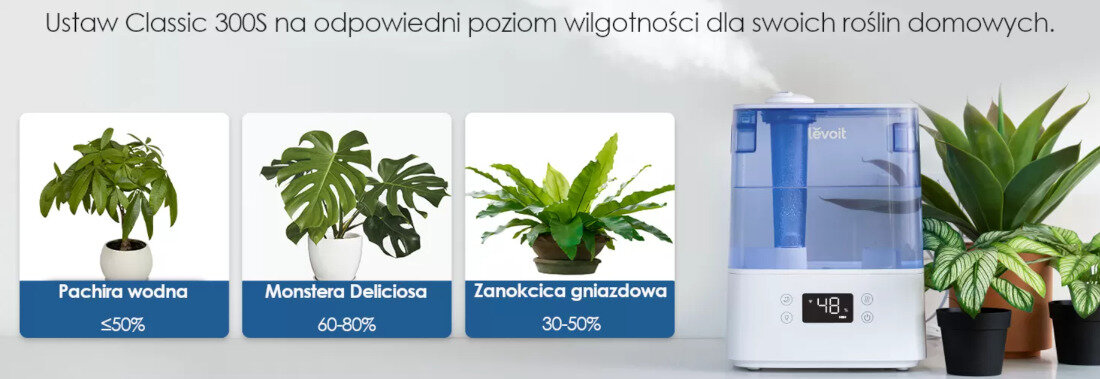 Nawilzacz ultradzwiekowy LEVOIT Classic 300S Bialo-niebieski Technologia VortexAir