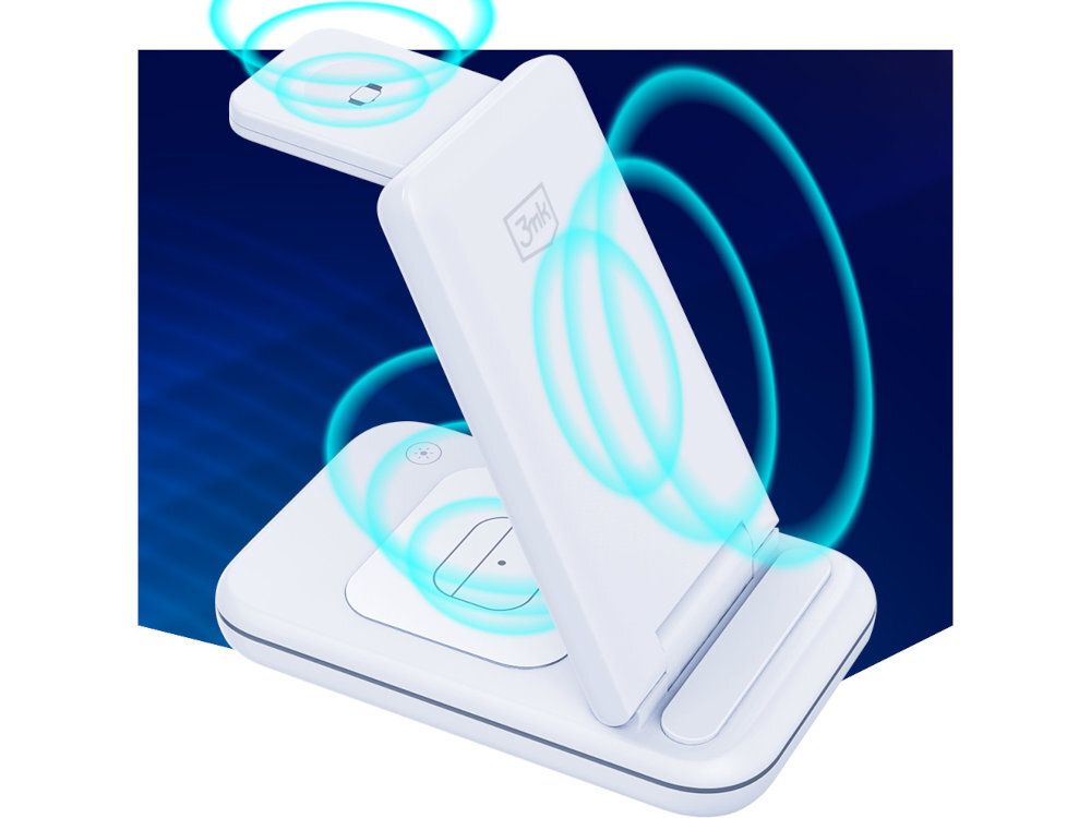 Ladowarka indukcyjna 3MK Hyper Wireless Charger 3w1 15W Bialy skladana kompaktowa