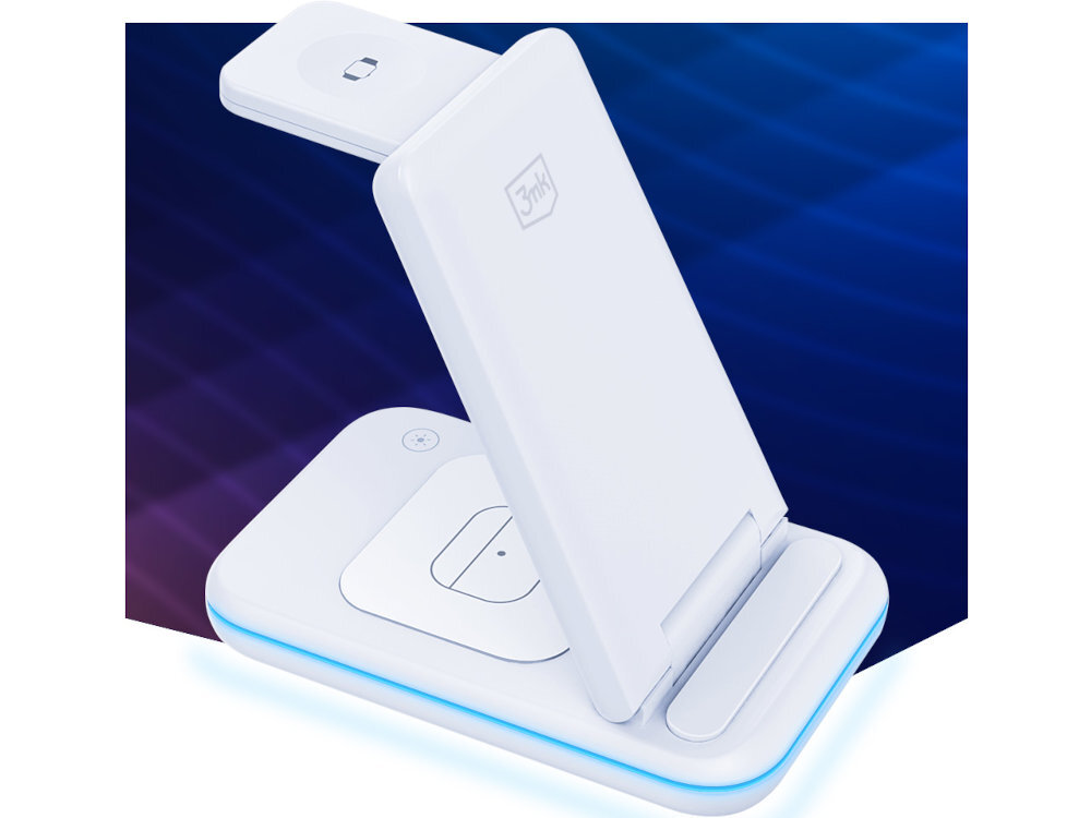 Ladowarka indukcyjna 3MK Hyper Wireless Charger 3w1 15W Bialy ladowanie indukcyjne Quick Charge Power Delivery