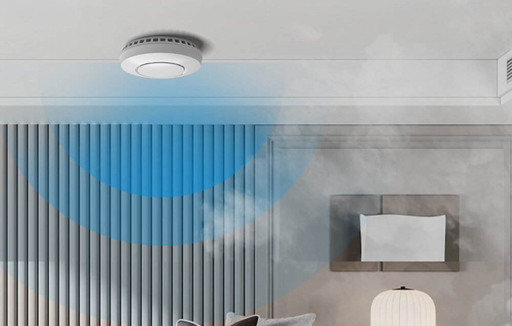 Czujnik dymu MEROSS GS559AH certyfikat EN14604 głośny alarm aplikacja